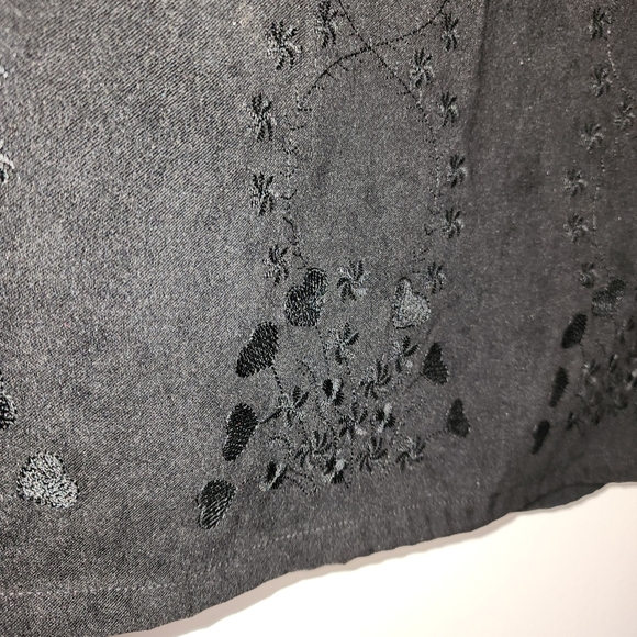 Vintage Mary McFadden embroidery details black sleevless maxi Lagenlook … - Picture 4 of 11